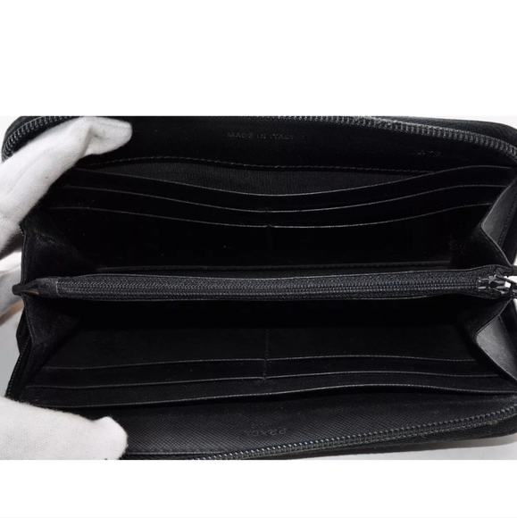 PRADA Logo Plate Long Wallet Tessuto Nylon Saffiano Leather Auth w/Card - Picture 5 of 8